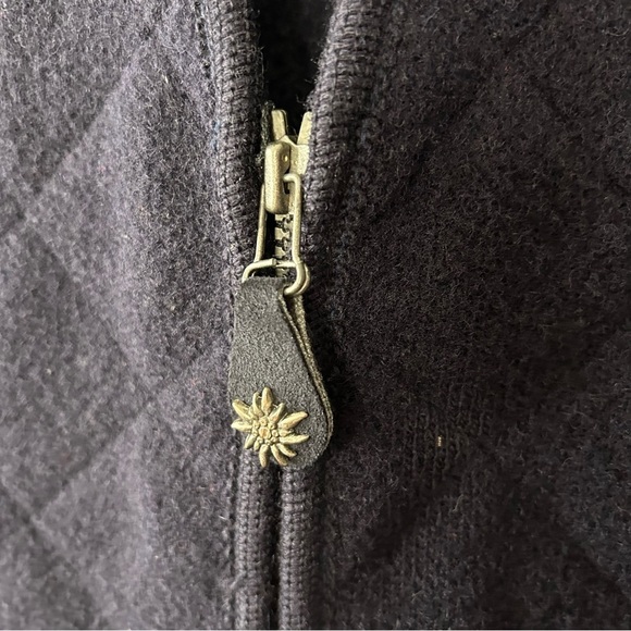 [16] Giesswein Austria Navy Blue Quilted 100% Pure New Wool Zippered Vest Women - Picture 6 of 12